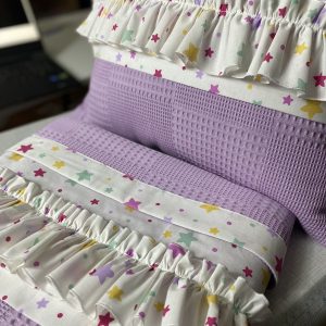 Mor Yıldız Detaylı Bebek Pike Takımı